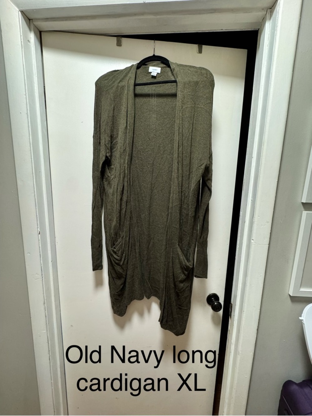 Old Navy Olive Open-Front Long Cardigan